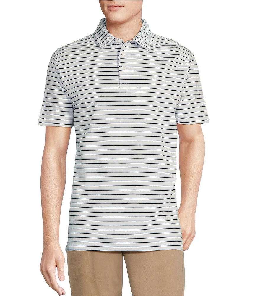 Cremieux Blue Label Stripe Interlock Short Sleeve Polo Shirt