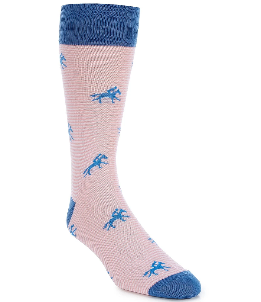 Cremieux Derby Horse/Striped Pattern Crew Dress Socks