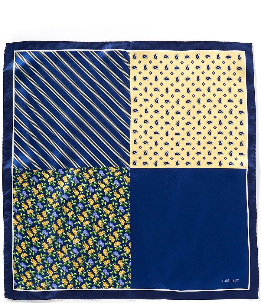 Cremieux Floral Mini Pine 4 Square Silk Pocket Square