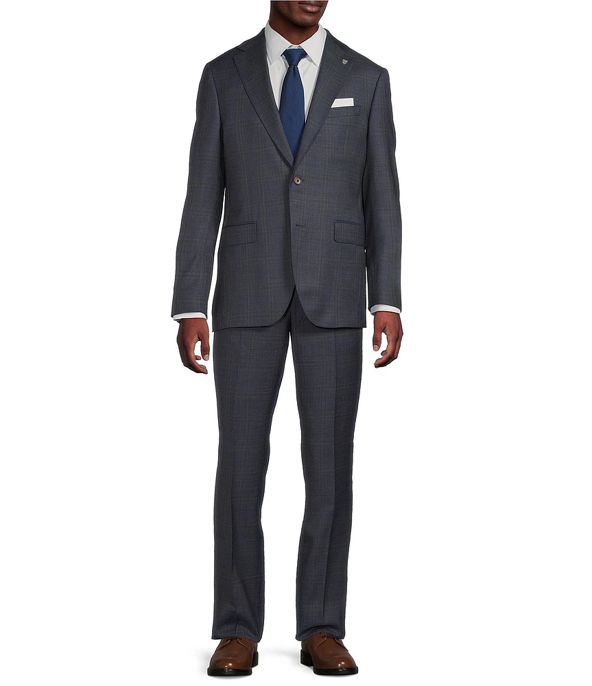 Cremieux Modern Fit Flat Front Dark Classic Plaid 2-Piece Suit