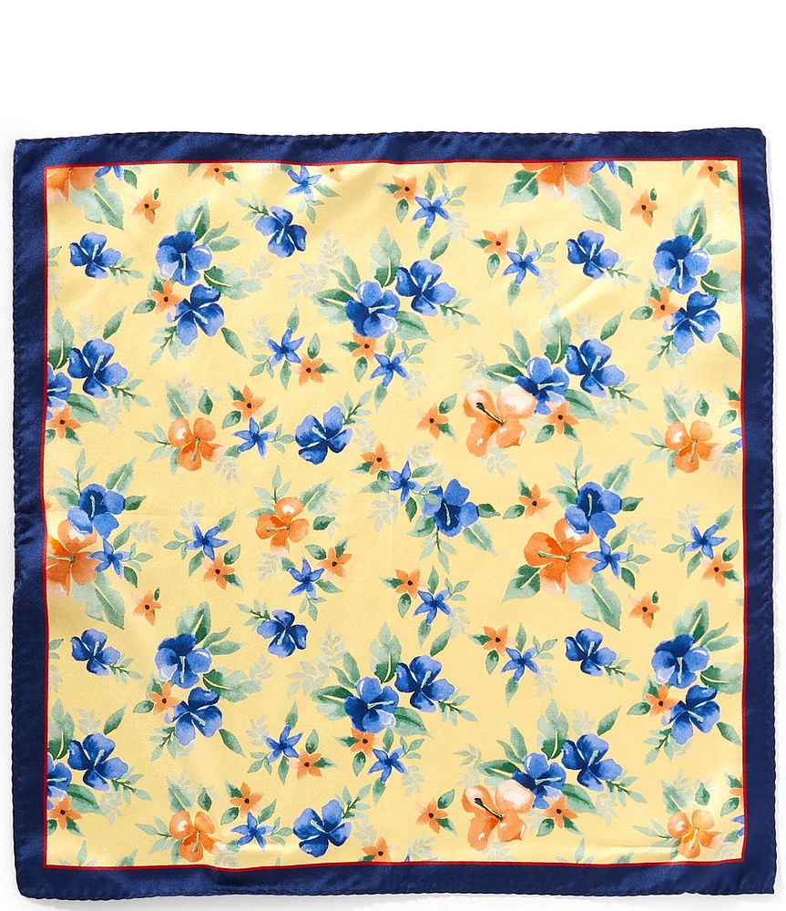 Cremieux Painted Floral Silk Pocket Square