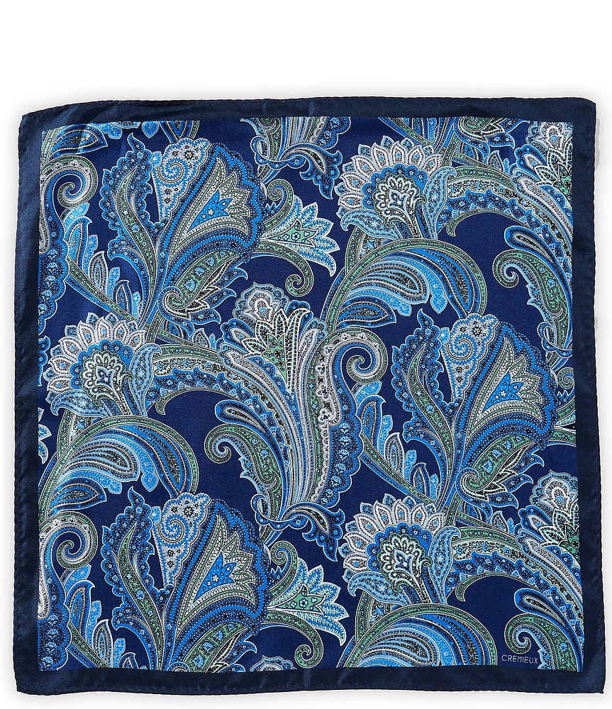 Cremieux Paisley 4 Square Silk Pocket Square