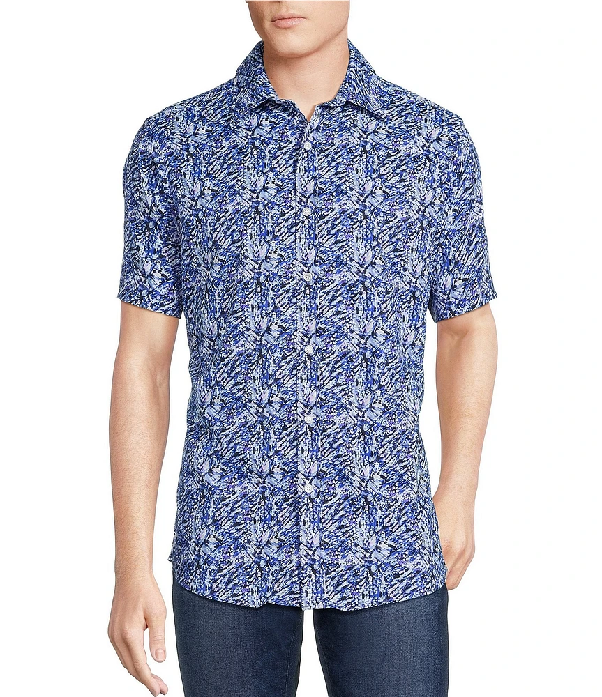 Cremieux Premium Denim Abstract Print Short Sleeve Woven Shirt