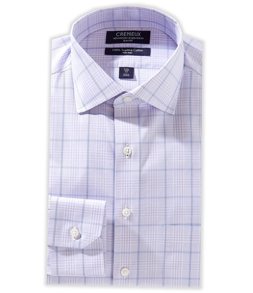 Cremieux Slim Fit Spread Collar Glen Plaid Print Dress Shirt