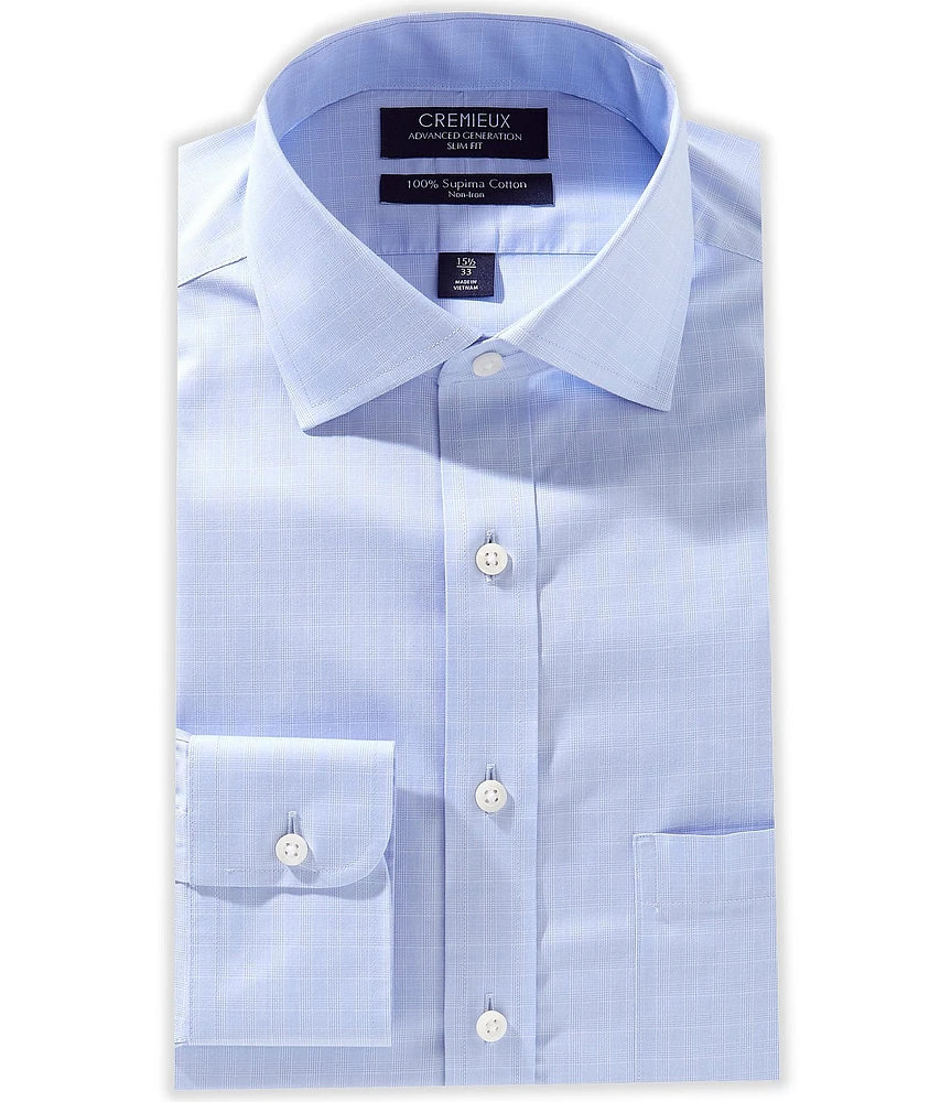 Cremieux Slim Fit Spread Collar Glen Plaid Dress Shirt