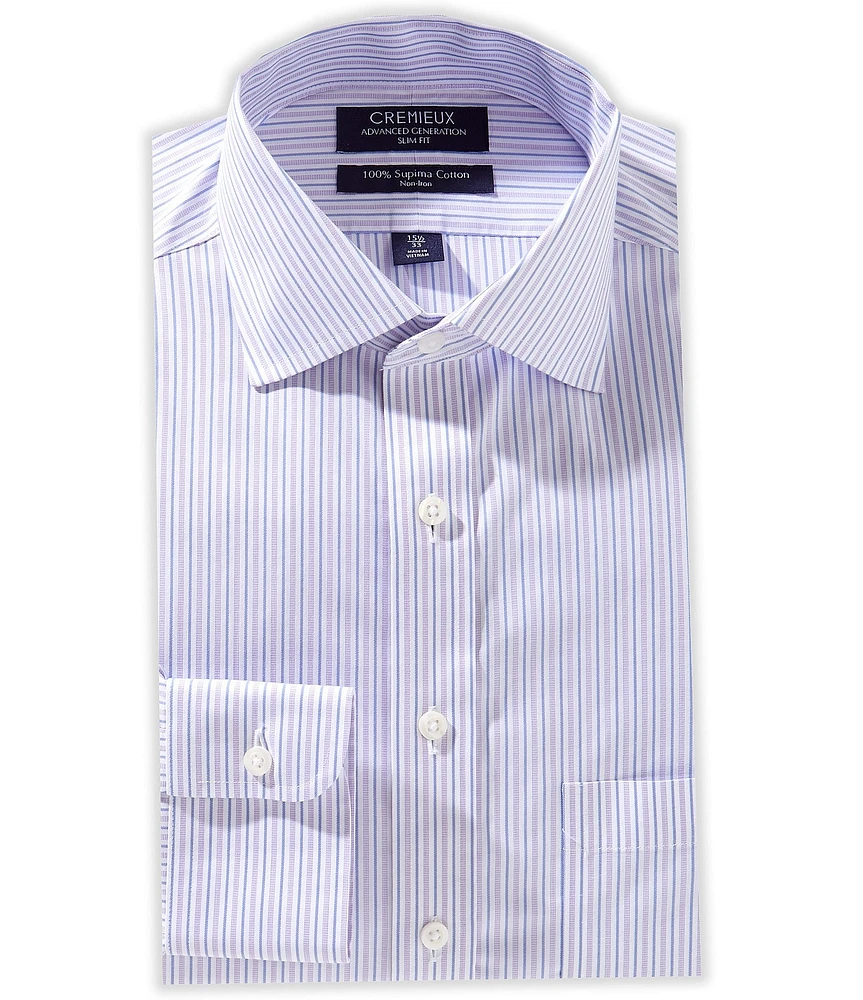 Cremieux Slim Fit Spread Collar Multi Stripe Dress Shirt