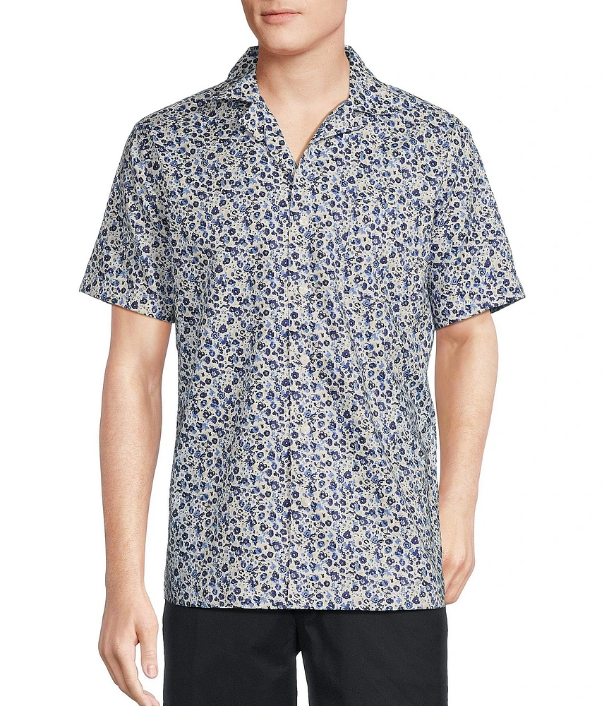 Daniel Cremieux Signature Label Mini Floral Print Short Sleeve Woven Camp Shirt