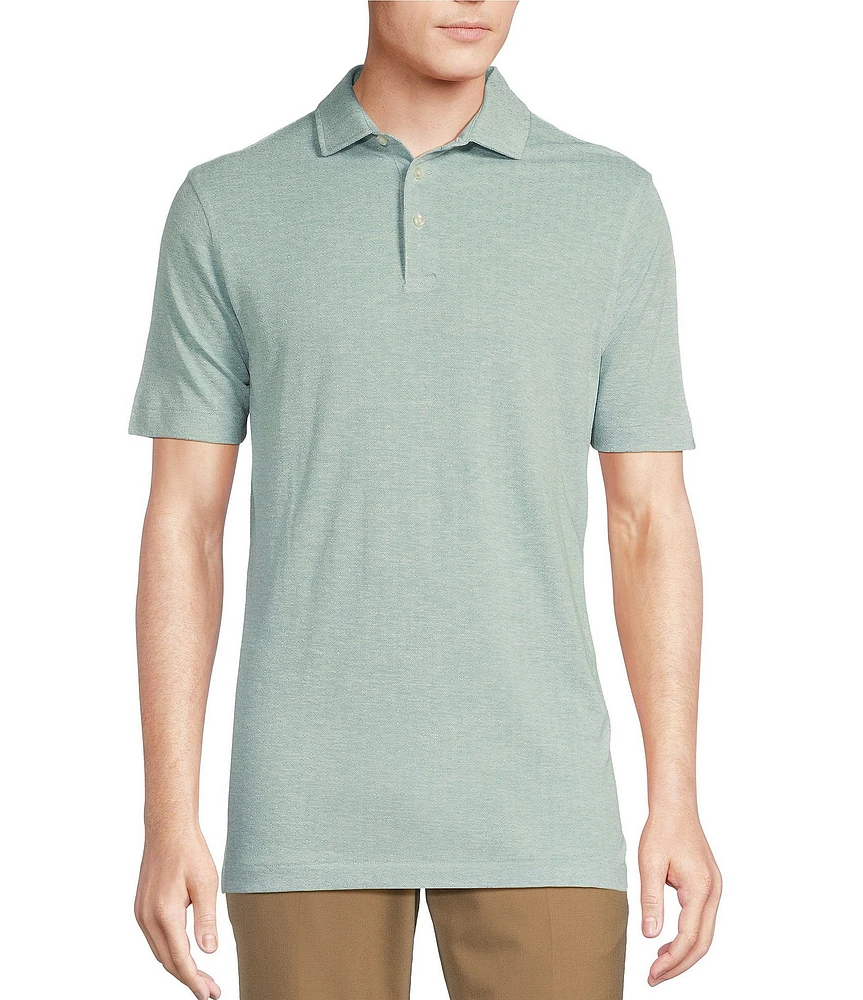 Daniel Cremieux Signature Label Jersey Solid Textured Jacquard Short Sleeve Polo Shirt