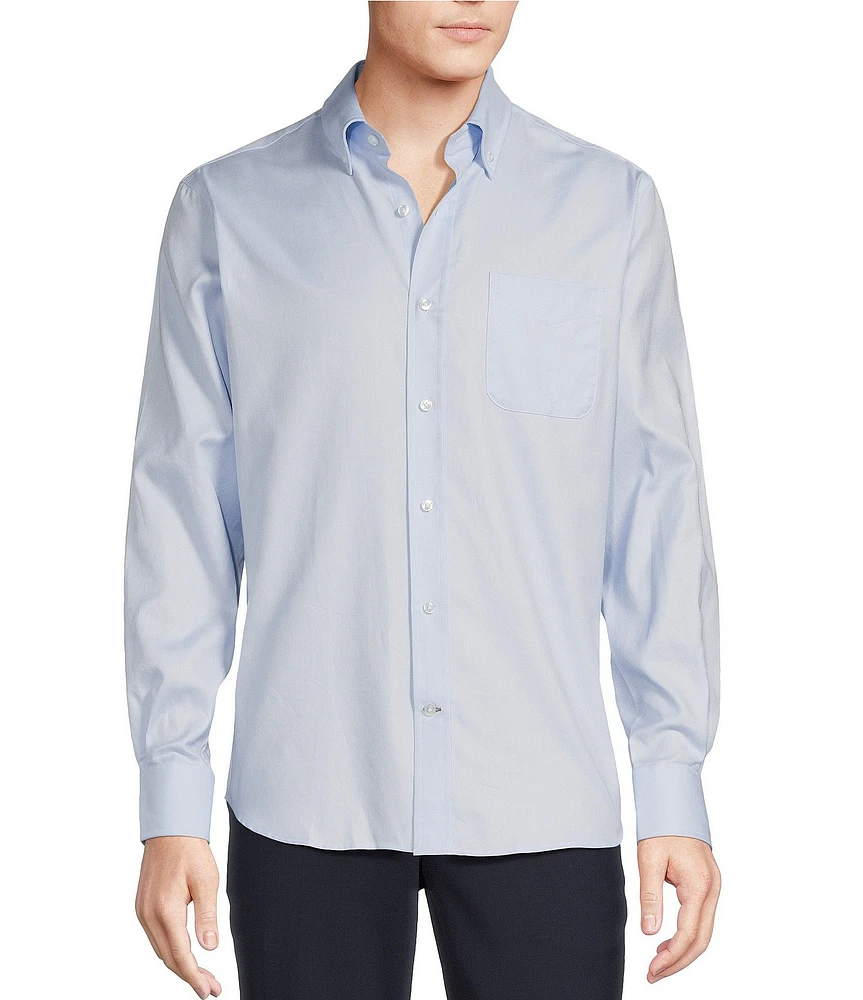 Daniel Cremieux Signature Label Solid Canclini Long Sleeve Woven Shirt