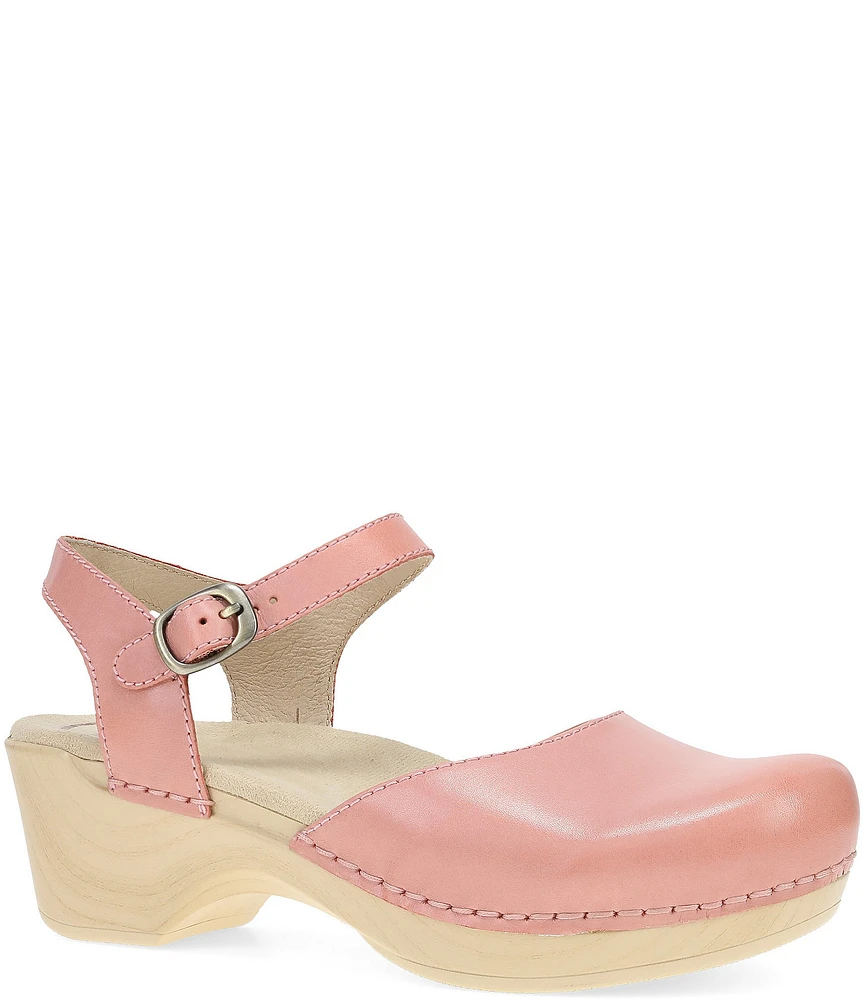 Dansko Sam Leather Ankle Strap Clog Pumps