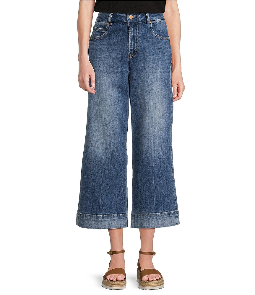 Dear John Audrey High Rise Wide Leg Tonal Wide Hem Cropped Jeans