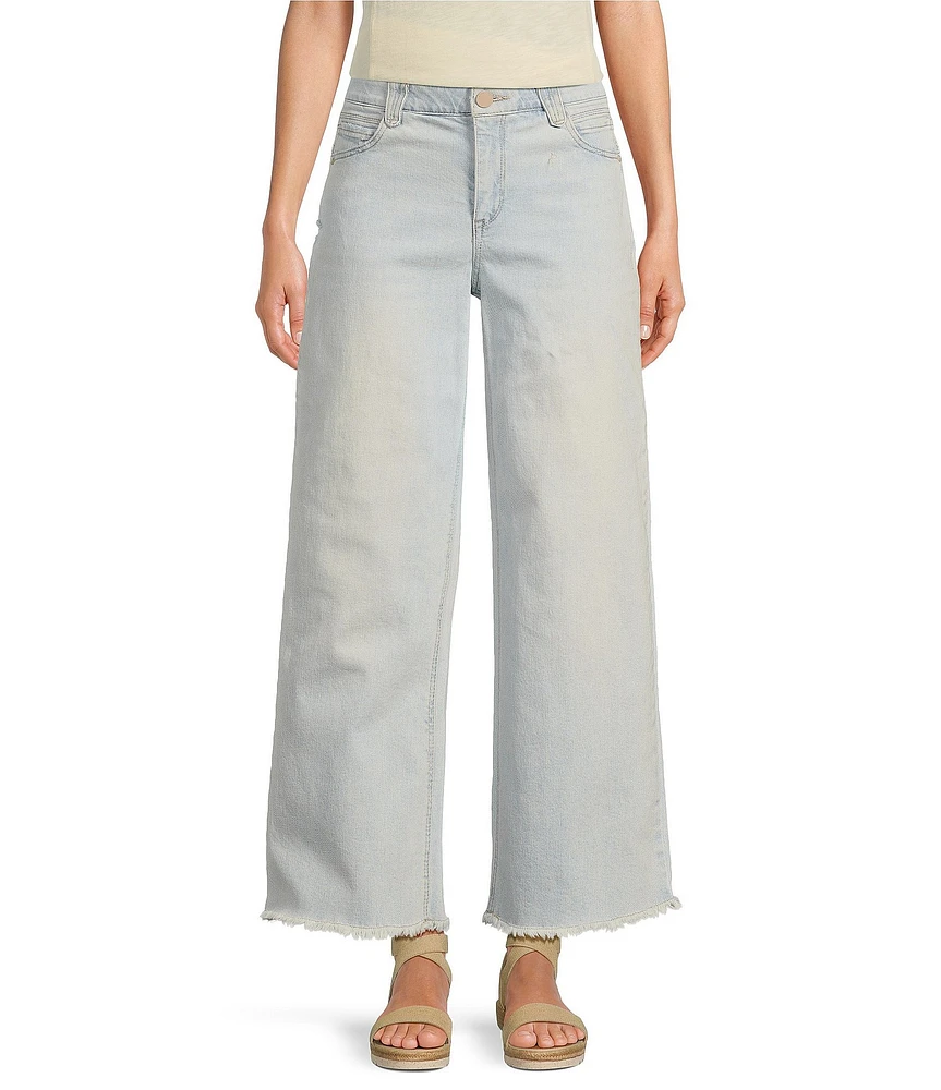 Democracy #double;Ab#double;Solution® Sky Rise Round Up Wide Leg Fray Hem Boyfriend Jeans
