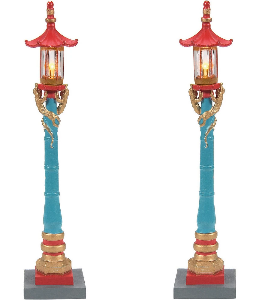 Department 56 Christmas in the City Village LED-Lit Chinatown Post Lamps, Set of 2