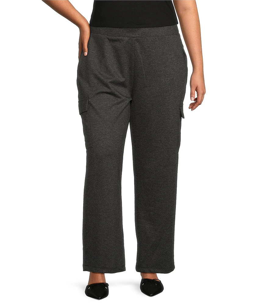 Dex Clothing Plus Size Mid Rise Soft Cargo Flare Leg Pants