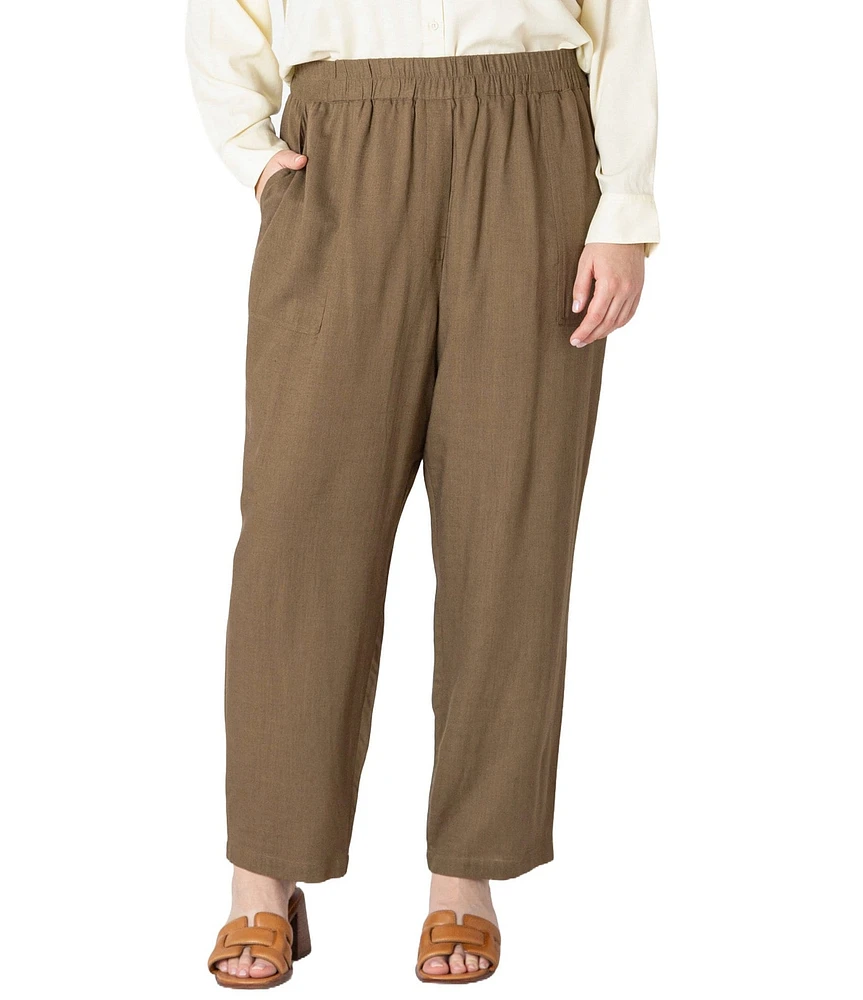 Dex Plus Straight Leg Linen Blend Pants