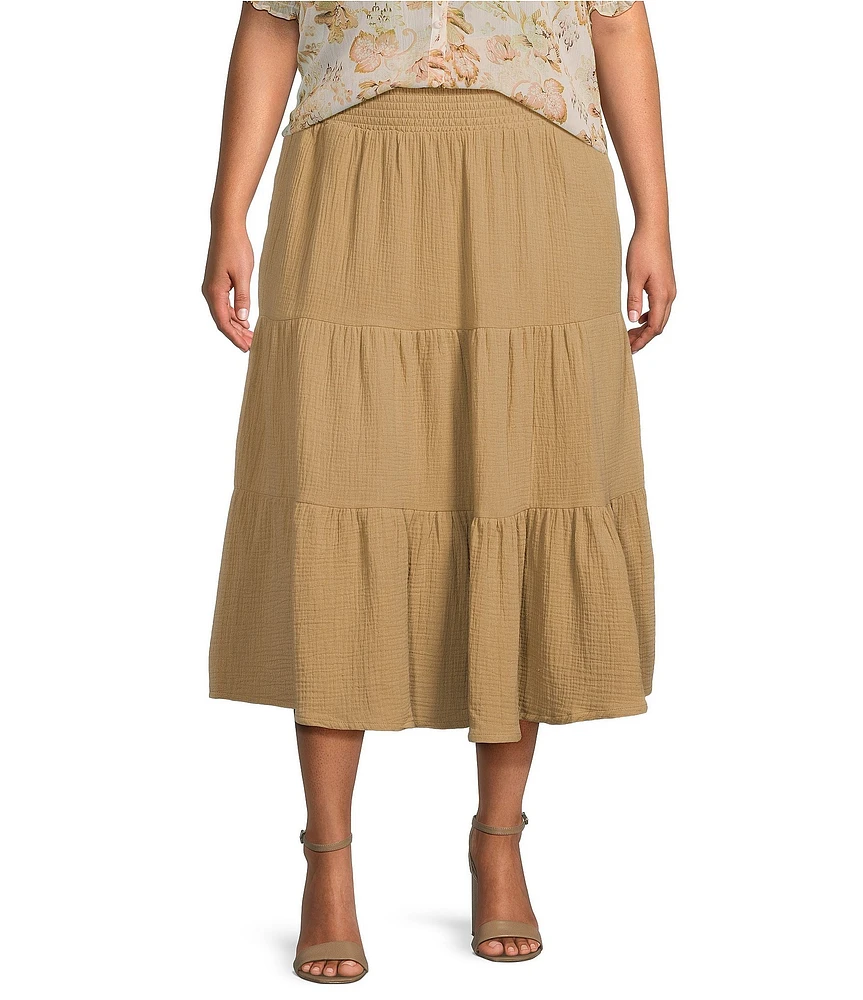 Dex Plus Textured Midi Skirt