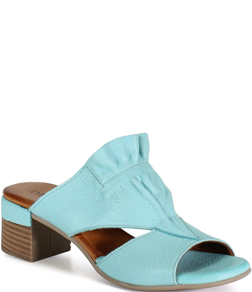 Diba True Potter Ee Leather Ruched Block Heel Slide Sandals
