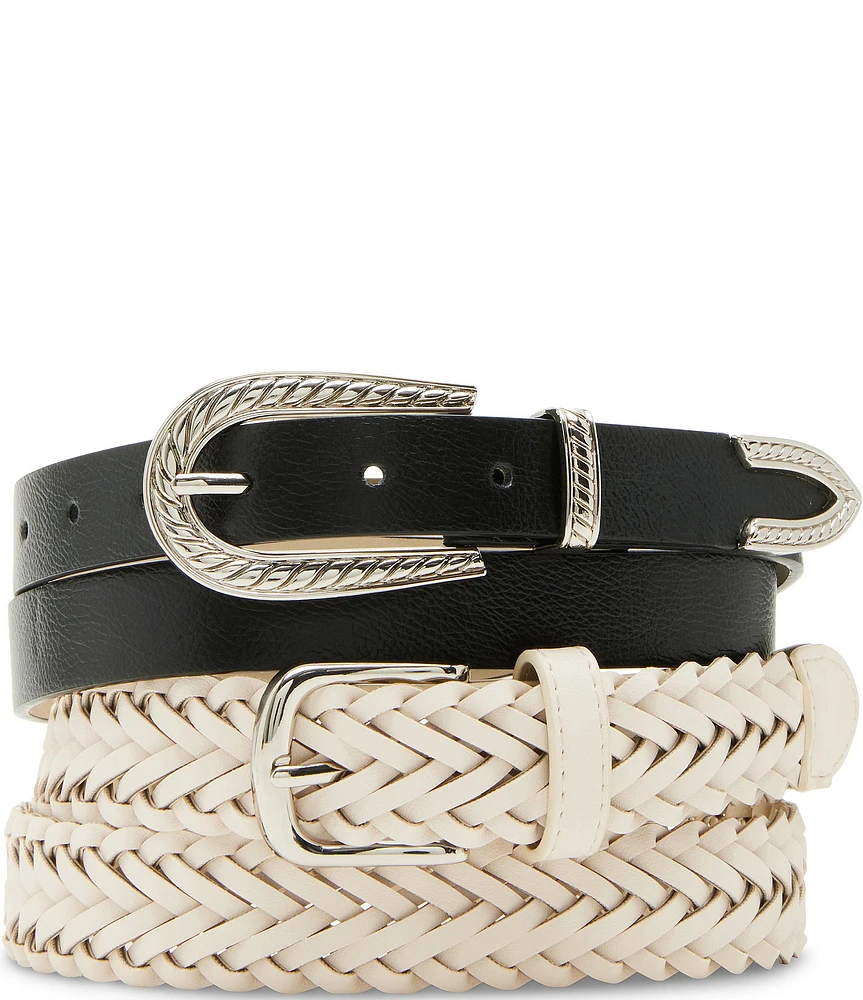 Dillard's 0.98#double; Engraved Buckle & 1.18#double; Braided Belt 2 For 1 Set