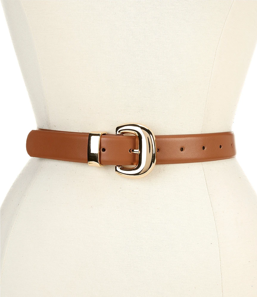 Dillard's 1#double; Round Buckle Faux Leather Belt