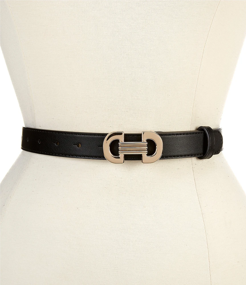 Dillard's 1#double; Statement Plaque Faux Leather Belt