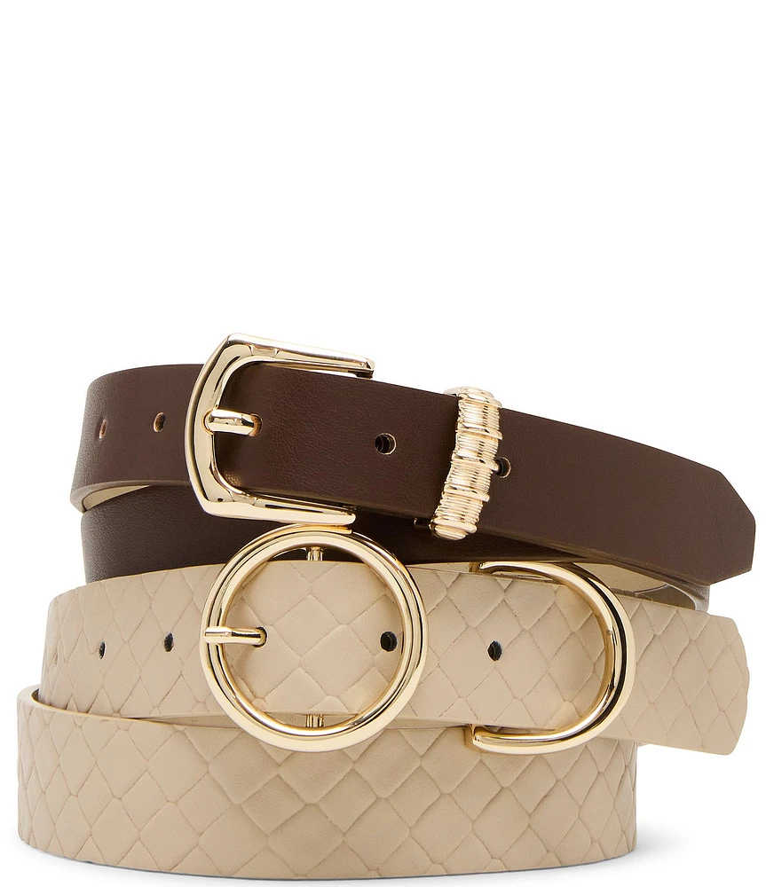Dillard's 1.18#double; Woven & 0.98#double; Textured Keeper 2 For 1 Belt