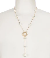 Dillard's Pearl Station Metal Knot Y Necklace