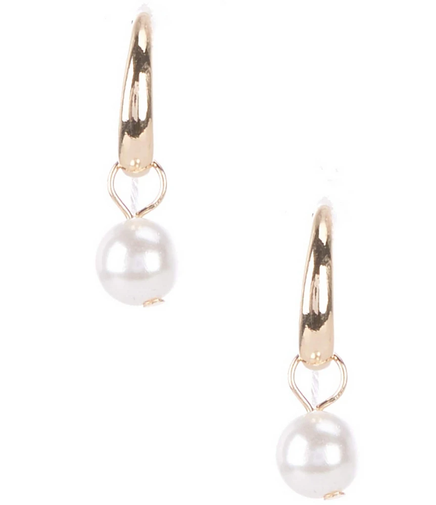 Dillard's Threader Small C Hoop Pearl Drop Earrings