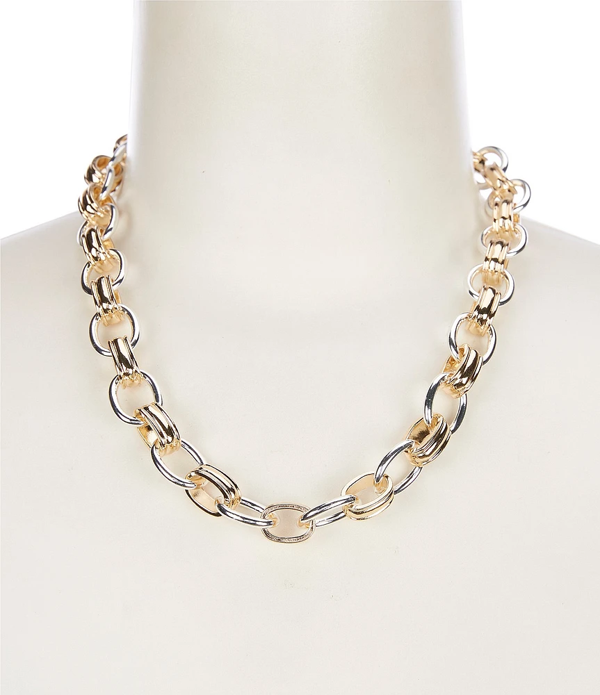 Dillard's Two Tone Metal Links Collar Chain Necklace