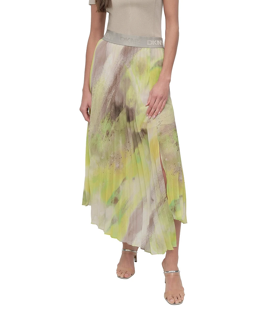DKNY by Donna Karan Chiffon Asymmetric Pleated Midi Skirt