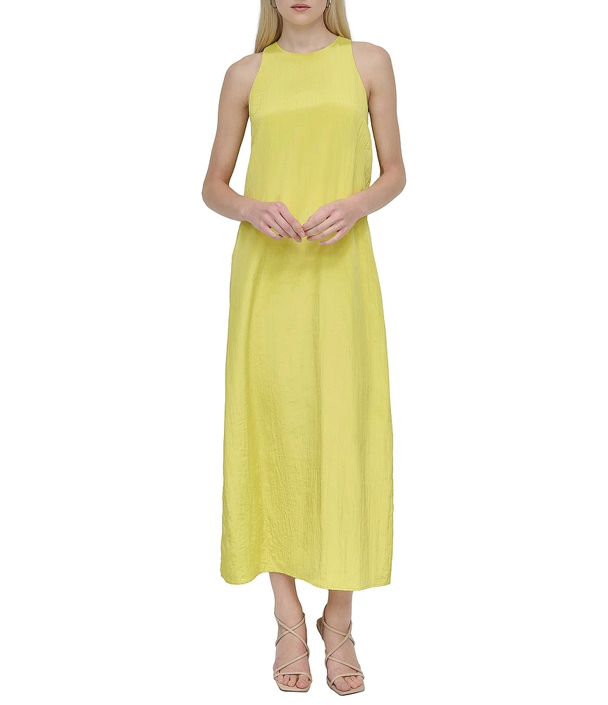 DKNY by Donna Karan Crew Neck Sleeveless Shift Midi Dress
