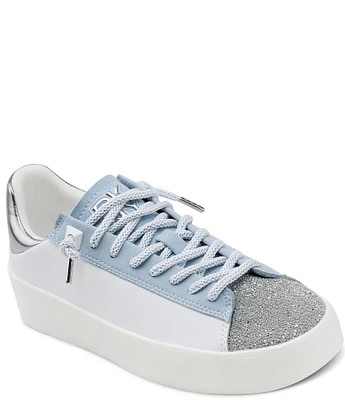 DKNY by Donna Karan Ginali Leather Bling Toe Platform Sneakers