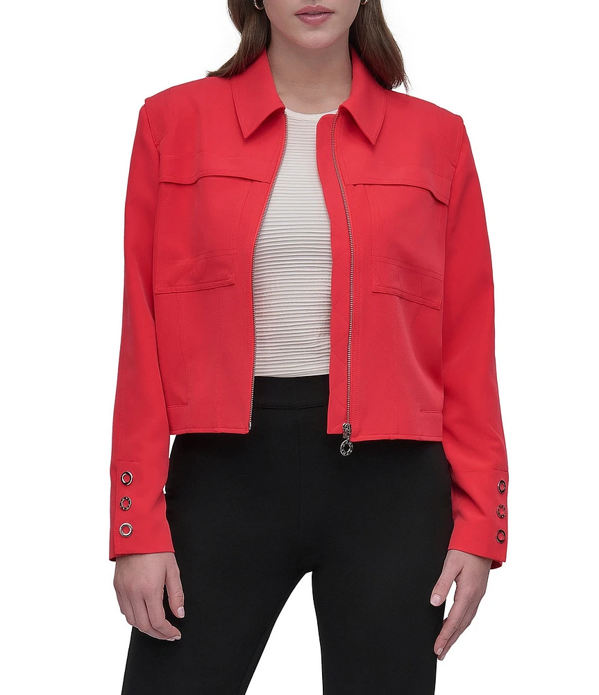 DKNY by Donna Karan Long Sleeve Grommet Jacket