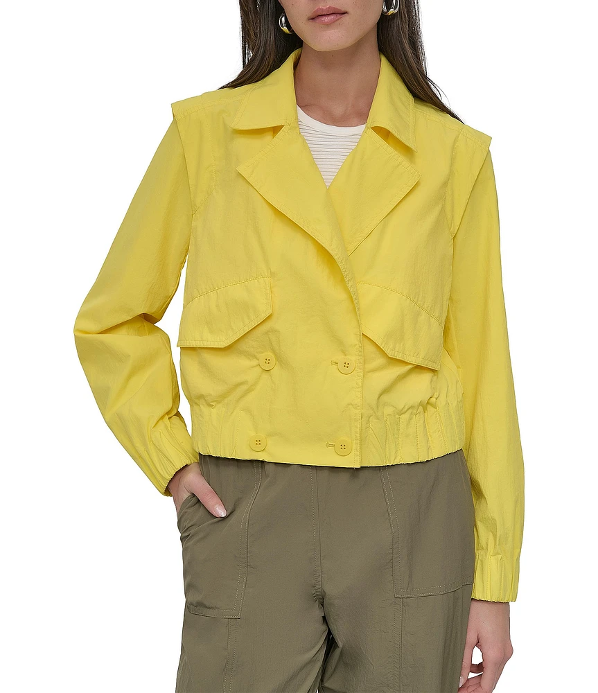 DKNY by Donna Karan Notch Collar Crop Trench Jacket