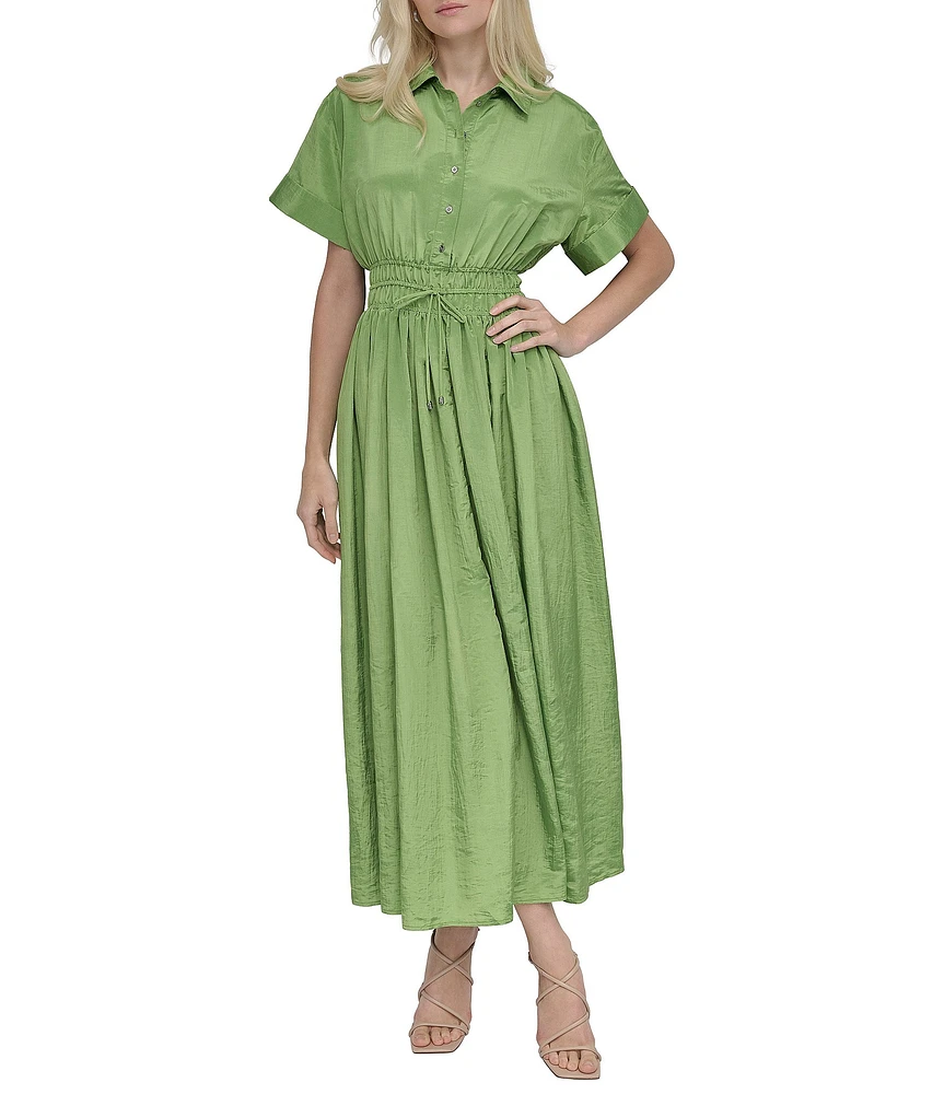 DKNY by Donna Karan Petite Size Button Down Collar Shirt Dress