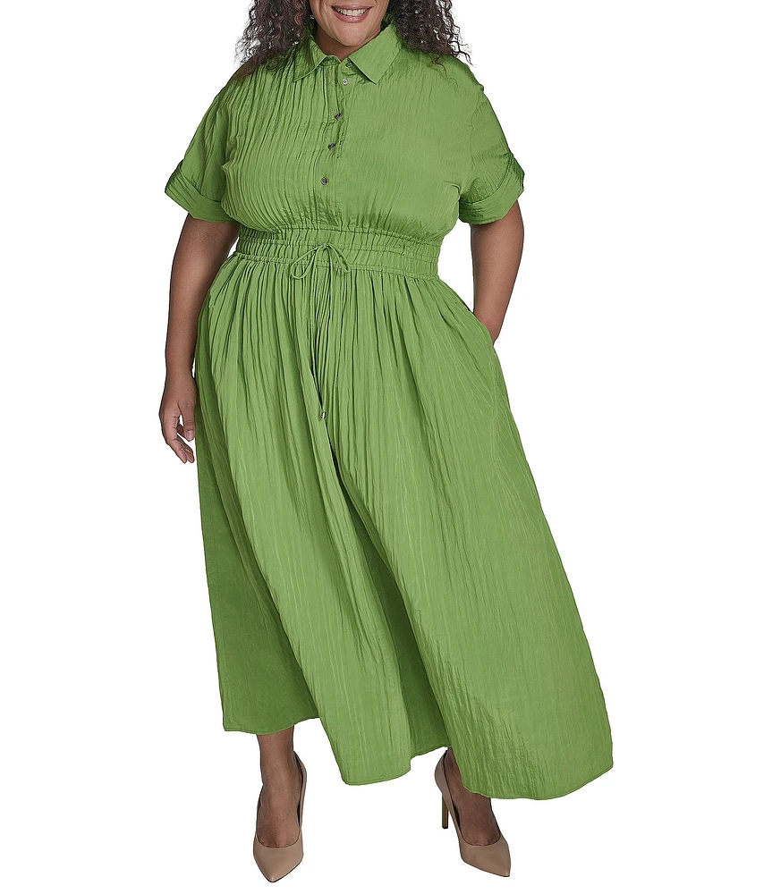 DKNY by Donna Karan Plus Size Button Down Collar Shirt Dress