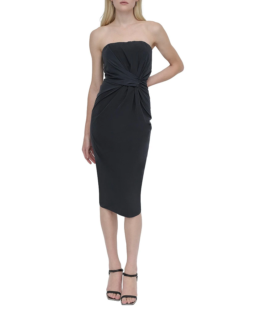 DKNY by Donna Karan Twisted Bodice Strapless Bodycon Midi Dress
