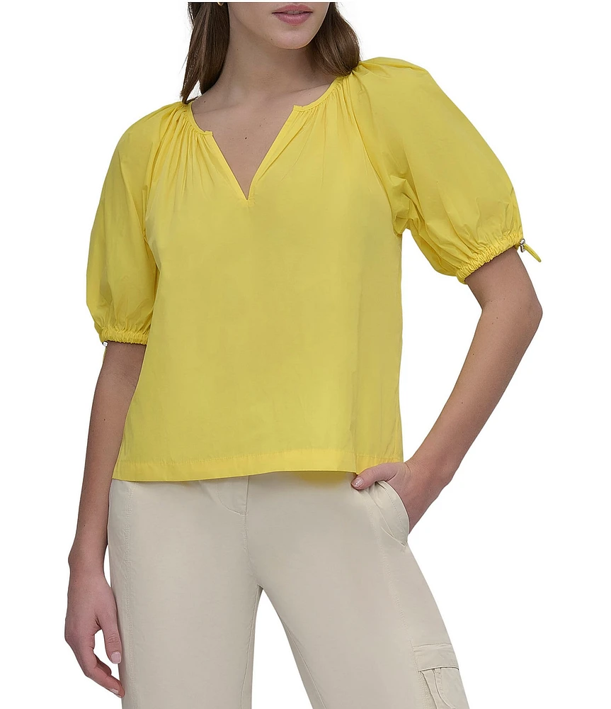 DKNY by Donna Karan V-Neck Bungee Sleeve Top