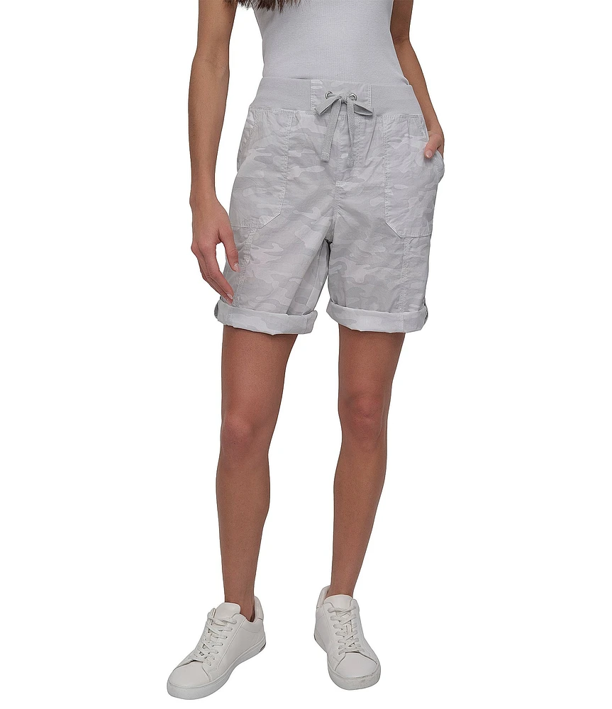 DKNY Sport by Donna Karan Smocked Waist Camo Print Convertible Cargo Shorts