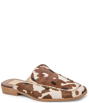 Dolce Vita Bradly Cow Print Calf Hair Moc-Toe Mules