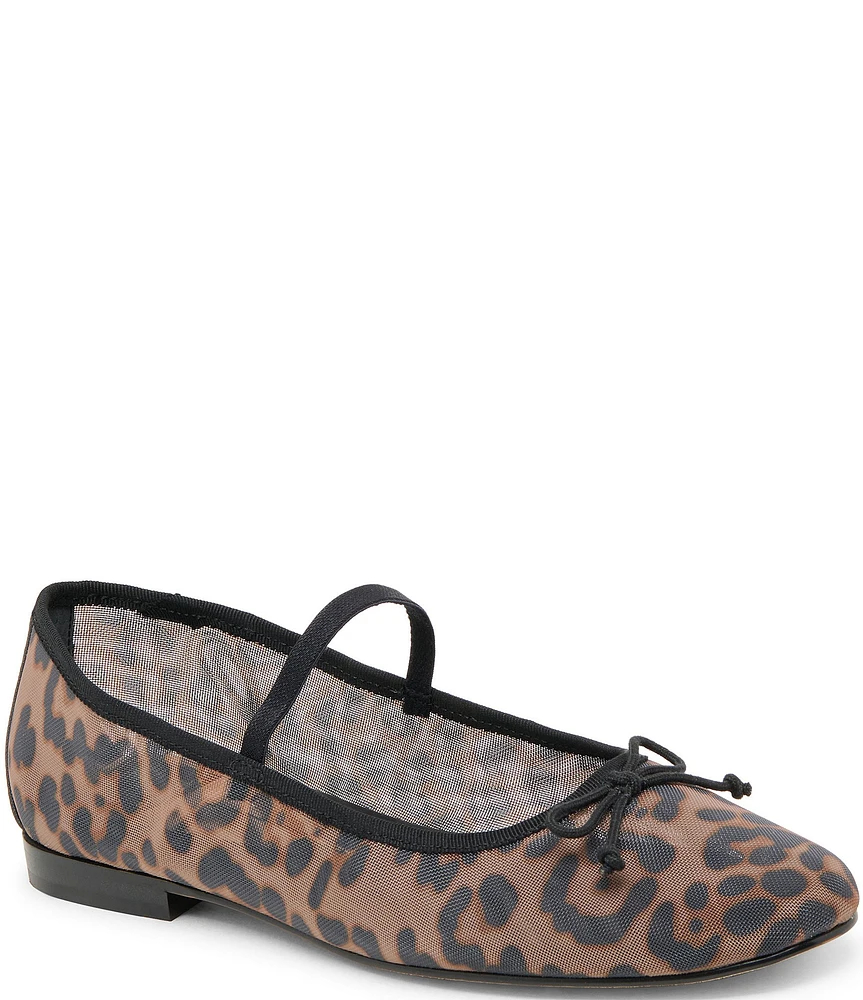 Dolce Vita Cadel Leopard Mesh Bow Mary Jane Ballet Flats
