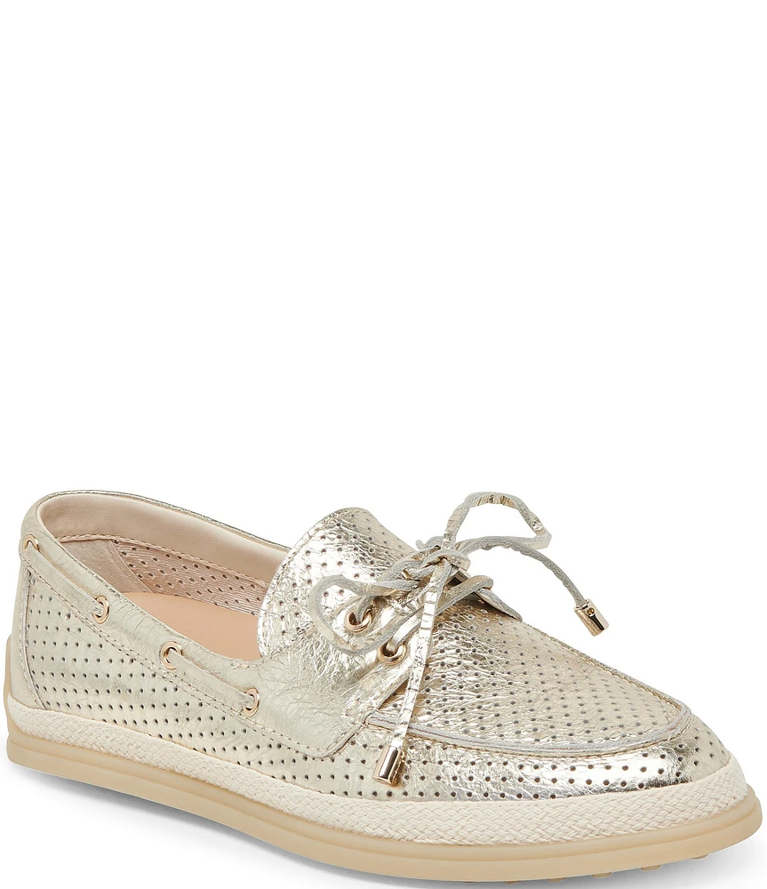 Dolce Vita Doris Perforated Metallic Leather Boat Shoes