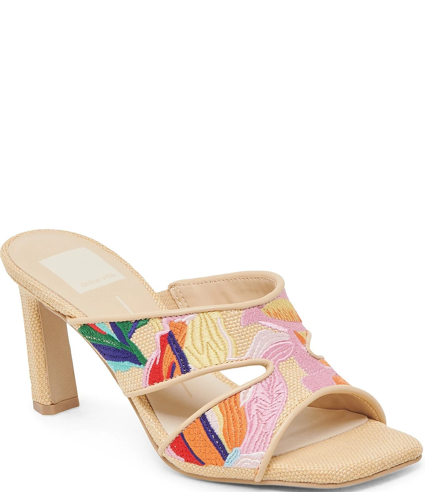 Dolce Vita Gitel Floral Raffia Dress Slide Sandals