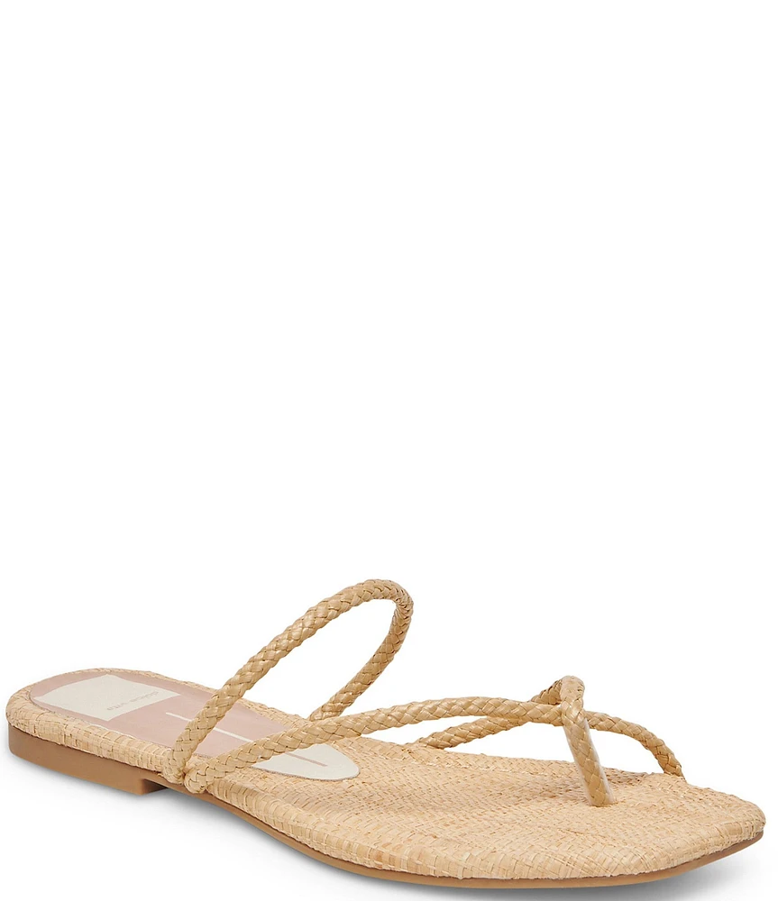 Dolce Vita Leanna Raffia Strappy Flat Sandals