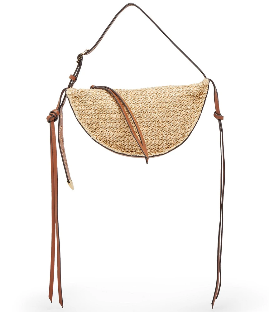 Dolce Vita Raffia Fortune Cookie Tassle Contrast Trim Shoulder Bag