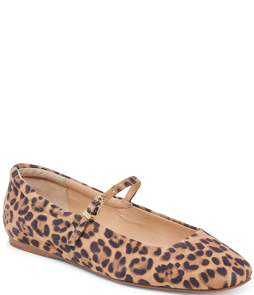Dolce Vita Reyes Leopard Print Leather Mary Jane Ballet Flats