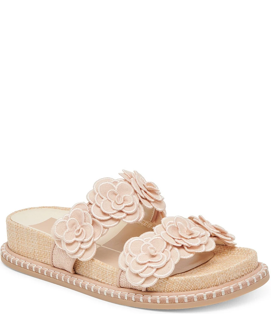 Dolce Vita Sherla Raffia Floral Ornamented Slide Sandals