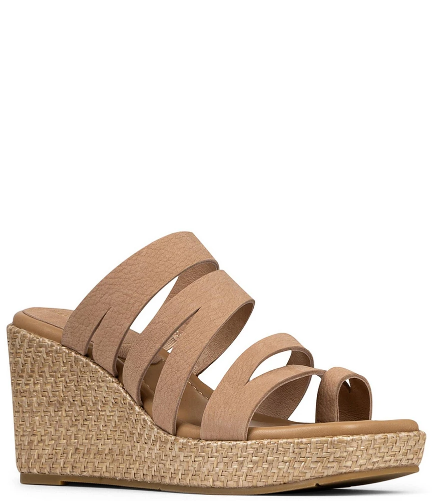 Donald Pliner Anamari Nubuck Suede Toe Loop Platform Wedge Sandals
