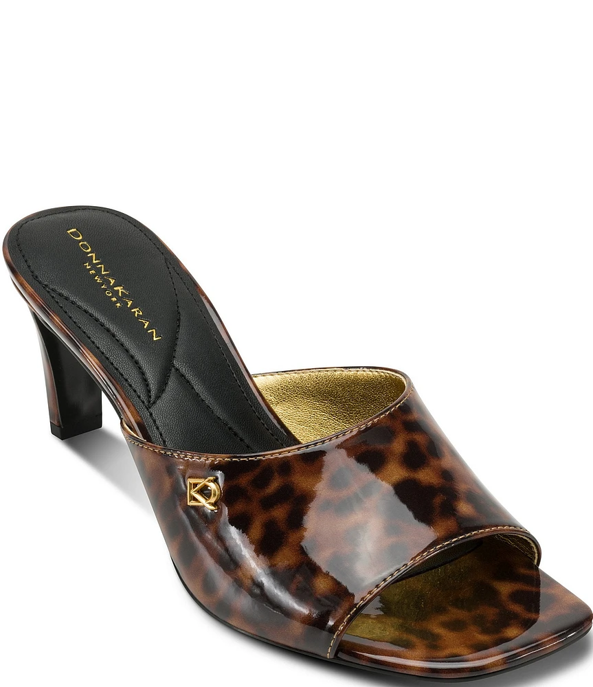 Donna Karan Belarose Tortoise Print Patent Dress Slide Sandals