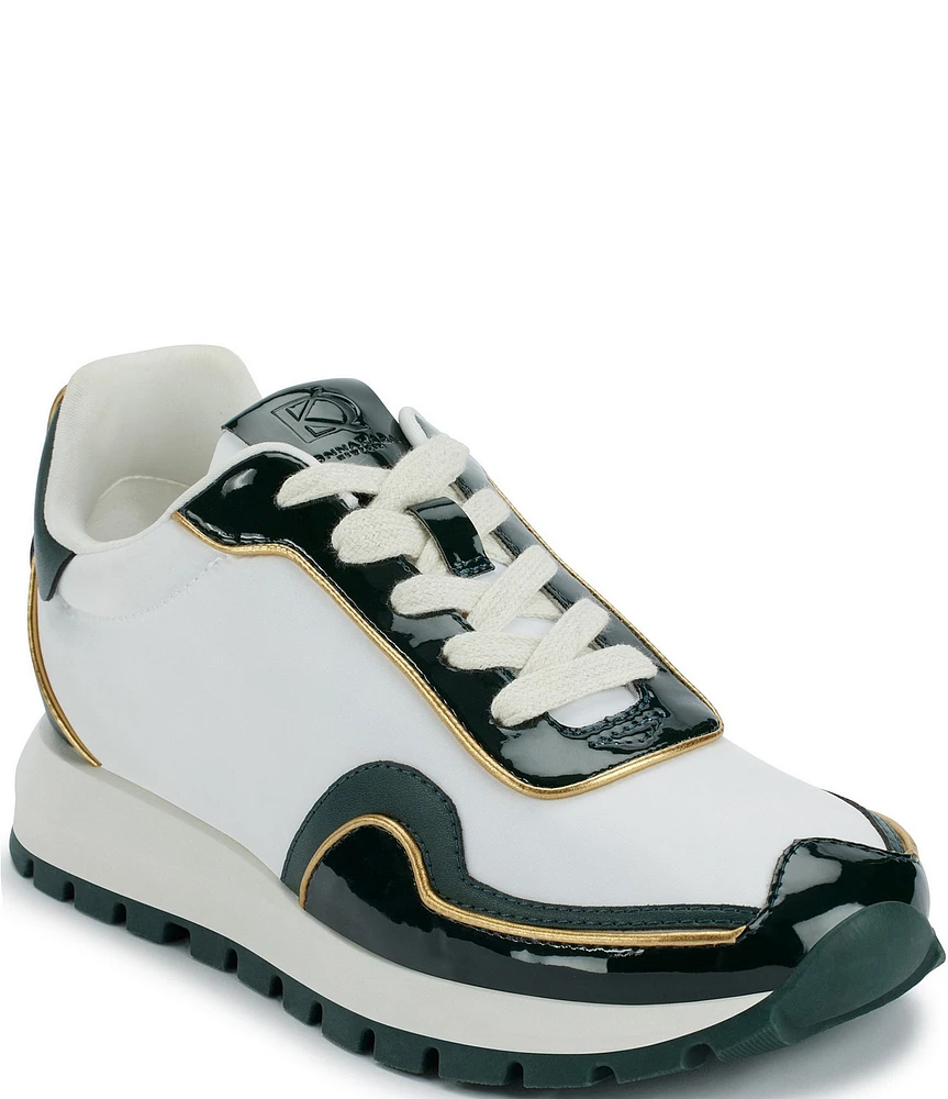 Donna Karan Binx Patent Lace Up Sneakers