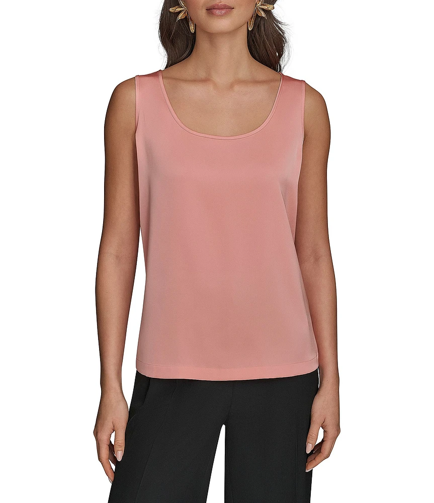 Donna Karan Charmeuse Scoop Neck Sleeveless Layering Cami